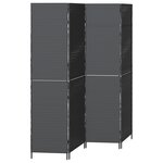 Paravent 4 panneaux pliable noir 195x180 cm en polyrotin