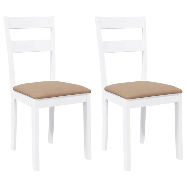 vidaXL Chaises à manger coussins 2 Pièces blanc bois massif caoutchouc