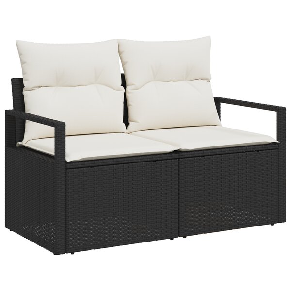 Ensemble de canapé de jardin de 5 pièces avec coussins en poly rotin marron