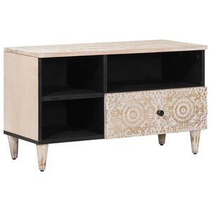 vidaXL Meuble TV Blanc 80 x 33 5 x 46 cm Bois de mangue massif
