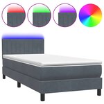 vidaXL Sommier à lattes de lit et matelas et LED gris foncé 80x210 cm velours