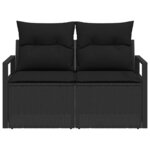 vidaXL Sofa de jardin 2 places avec rangement et coussins en poly rotin noir