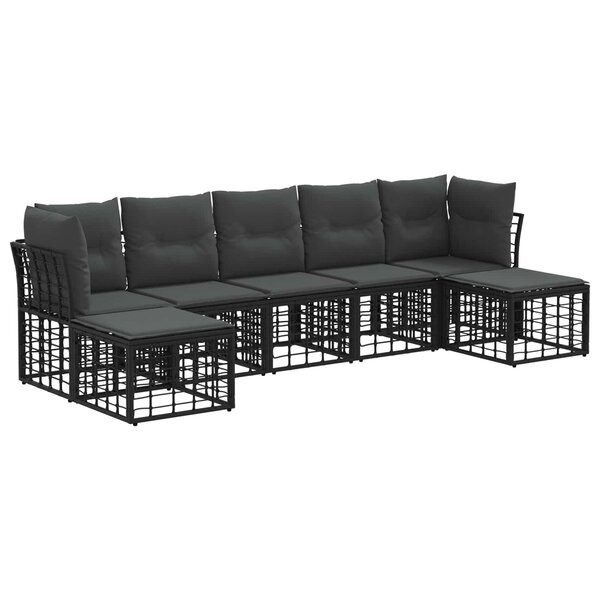 vidaXL Ensemble de canapés d'extérieur Noir Polyester