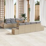 vidaXL Ensemble canapé jardin 7 pièces avec coussins beige en rotin poly