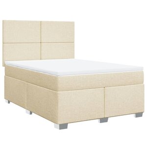 vidaXL Sommier à lattes de lit avec matelas Crème 140x200 cm Tissu