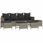 vidaXL Salon de jardin 5 Pièces avec coussins gris clair résine tressée