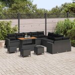 vidaXL Ensemble de canapé de jardin 14 Pièces Noir polyrotin