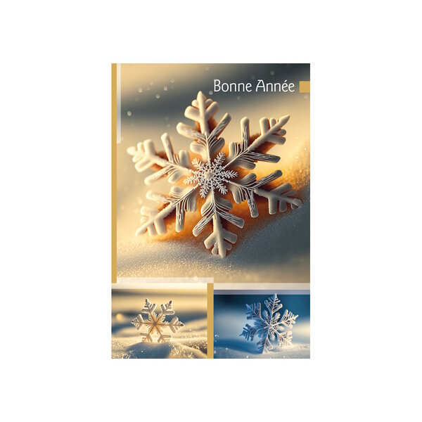 Carte De Voeux - Bonne Année Scènes Flocons  Décor Gaufré Pailleté