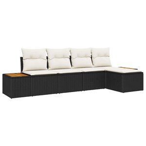 vidaXL Ensemble de canapé de jardin avec coussin 5 Pièces Noir et crème