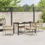 vidaXL Ensemble de salle à manger pour jardin 5 Pièces Beige Poly rotin