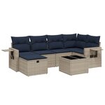 vidaXL Salon de jardin 7 Pièces avec coussins gris résine tressée