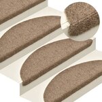 vidaXL Tapis d'escalier autocollants 15 Pièces Crème 56x17x3cm Aiguilleté