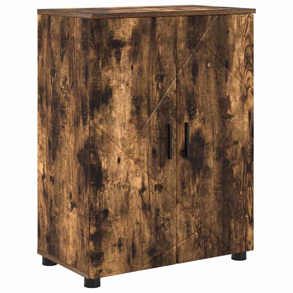 vidaXL Cabinet de salle de bain avec porte Chêne fumé 60 x 35 x 80 cm