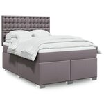 vidaXL Sommier à lattes de lit avec matelas Gris 140x190 cm Similicuir