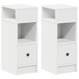 vidaXL Tables de chevet 2 Pièces avec tiroir blanc 25x31x66 cm