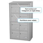 Bloc collectif Leabox  2x4  grade 3  simple face  Extérieur  fixation murale  Gris clair RAL 7035 finition brillante