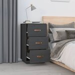  vidaXL Tables de chevet 2 Pièces Gris 40x40x75 cm Bois de pin massif