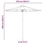 vidaXL Parasol de jardin Gris foncé 270 x 270 x 260 cm Bambou