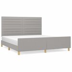 vidaXL Cadre de lit avec tête de lit Gris clair 180x200 cm