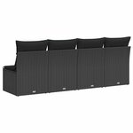 vidaXL Canapé de jardin avec coussins 4 places en polyrotin noir