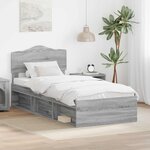 vidaXL Cadre de lit Gris Sonoma 90 x 200 cm Pin massif
