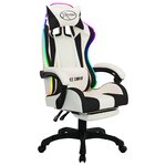 vidaXL Fauteuil de jeux vidéo avec LED RVB Noir et blanc Similicuir
