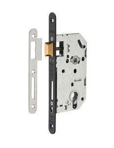 THIRARD - Serrure encastrable Unimax CE NF QC à cylindre pour porte d'entrée axe50mm bouts ronds têtière noire - THIRARD