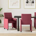 vidaXL Chaises de Salle à Manger avec Roues 2 Pièces Rouge bordeaux