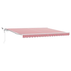 vidaXL Auvent rétractable automatique avec LED Rayé rouge et blanc 400x350 cm