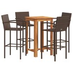 vidaXL Ensemble de bar de jardin 5 Pièces marron bois massif acacia rotin