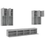 vidaXL Ensemble de meubles TV muraux 7Pièces et lumières LED gris béton