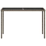vidaXL Table de jardin dessus en verre gris 115x54x74cm résine tressée