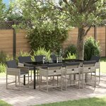 vidaXL Ensemble de salle à manger de jardin 9 pièces avec coussins Gris clair Rattan PE