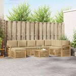 vidaXL Ensemble de canapés d'extérieur 7 pc Blanc et Beige Polyester