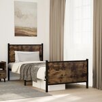 vidaXL Cadre de lit en métal sans matelas chêne fumé 75x190 cm