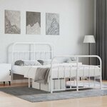 vidaXL Cadre de lit métal sans matelas et pied de lit blanc 120x190 cm
