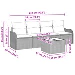 Ensemble de Sofa de Jardin 5 Pièces avec Coussins Rotin Synthétique Beige