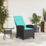 vidaXL Chaise de jardin inclinable avec table d'appoint noir polyrotin