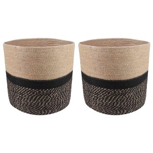 vidaXL Ensemble de Pots à Plantes 2 Pièces Naturel et noir Ø 28 x 28 cm