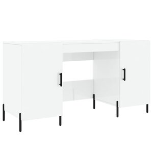Bureau table poste de travail meuble d'ordinateur informatique étude brillant 140 x 50 x 75 cm bois d'ingénierie blanc 02_0023539