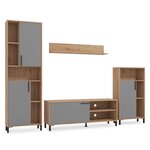 Meuble salon moderne 4 pièces chêne gris TV