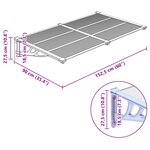 vidaXL Auvent de porte Gris et transparent 152 5x90 cm Polycarbonate