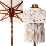 vidaXL Parasol Crème (250-255) x 250 cm Coton et bois massif