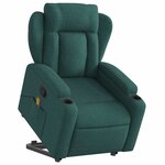 vidaXL Fauteuil inclinable de massage Vert foncé Tissu