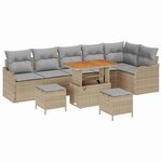 vidaXL Ensemble de canapé de jardin 9 Pièces Beige polyrotin