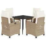 vidaXL Ensemble à manger de jardin avec coussins 5Pièces Beige poly rotin