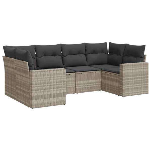 vidaXL Salon de jardin 6 Pièces avec coussins gris clair résine tressée