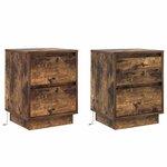 vidaXL Cabinet de chevet avec 2 Pièces Chêne fumé 39 x 34.5 x 50 cm