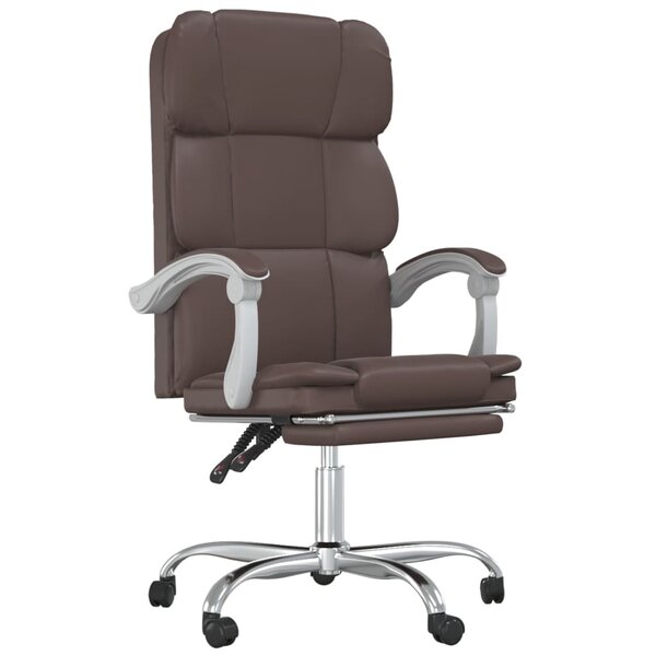 Chaise fauteuil siège pivotante de inclinable de bureau informatique étude similicuir brun 02_0024254
