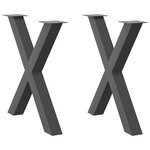 vidaXL Pieds de table à manger en forme de X 2 pièces Anthracite 70 x (72-73) cm Acier